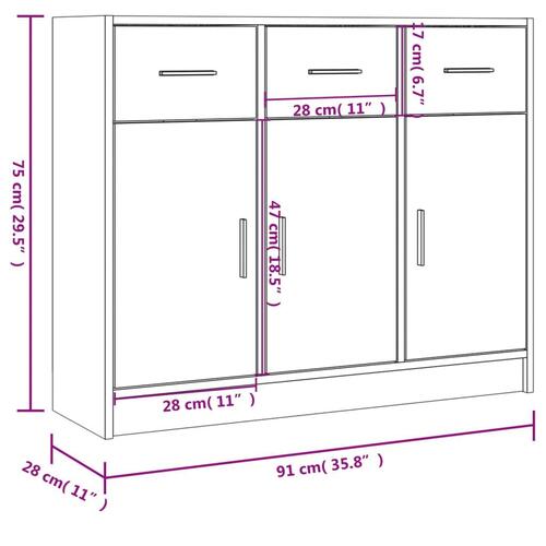 Skænk 91x28x75 cm konstrueret træ betongrå