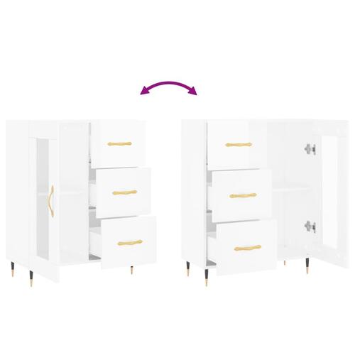 Skænk 69,5x34x90 cm konstrueret træ hvid højglans