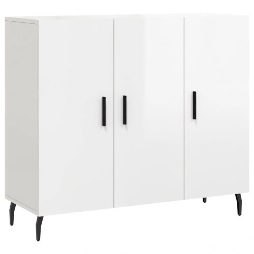 Skab 90x34x80 cm konstrueret træ hvid højglans