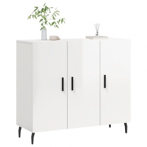 Skab 90x34x80 cm konstrueret træ hvid højglans