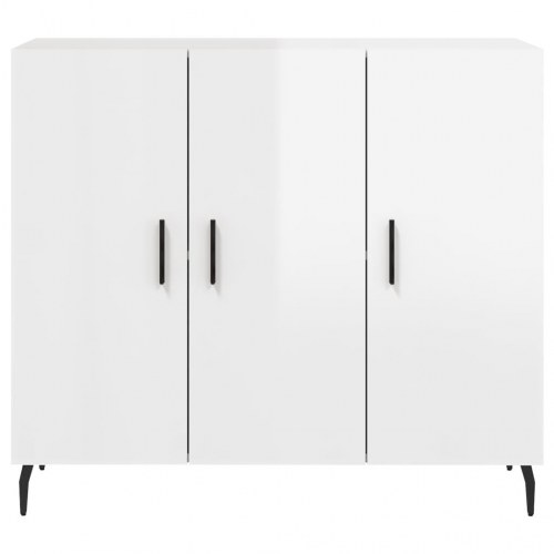 Skab 90x34x80 cm konstrueret træ hvid højglans
