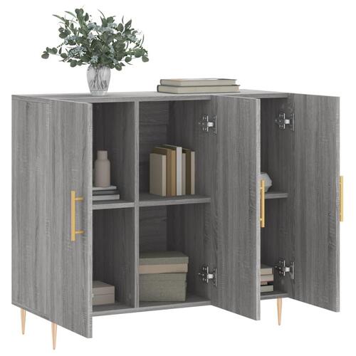 Skab 90x34x80 cm konstrueret træ grå sonoma-eg