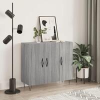 Skab 90x34x80 cm konstrueret træ grå sonoma-eg