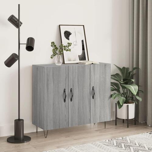 Skab 90x34x80 cm konstrueret træ grå sonoma-eg