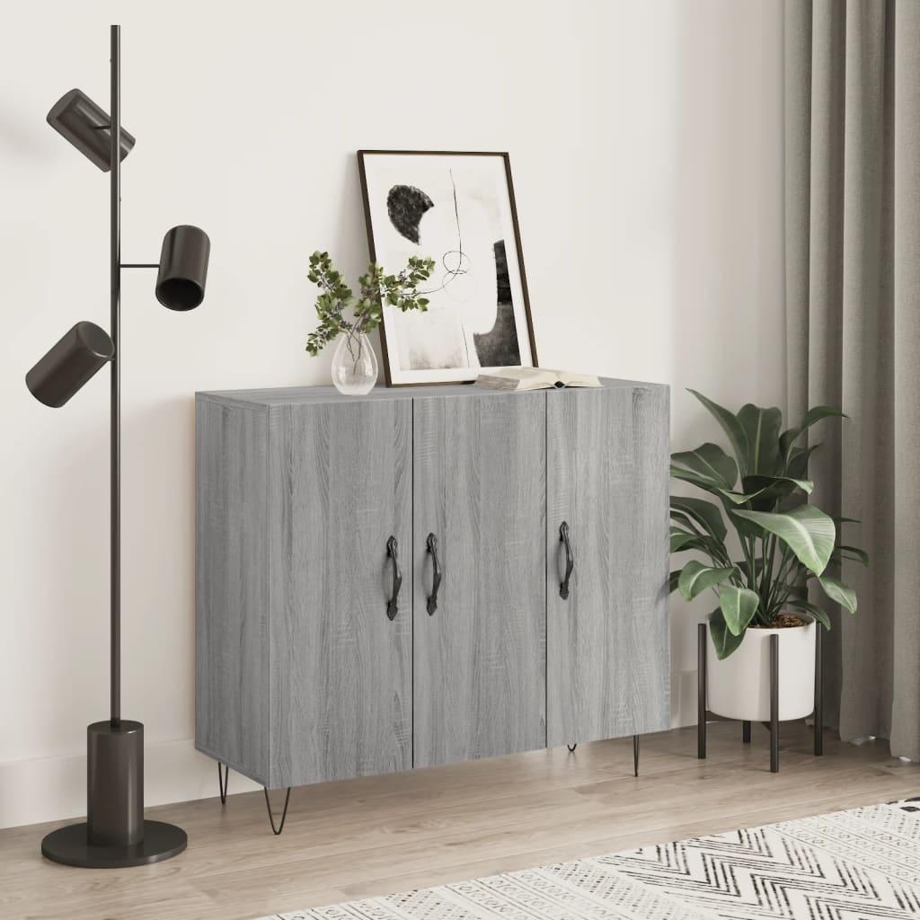 Skab 90x34x80 cm konstrueret træ grå sonoma-eg