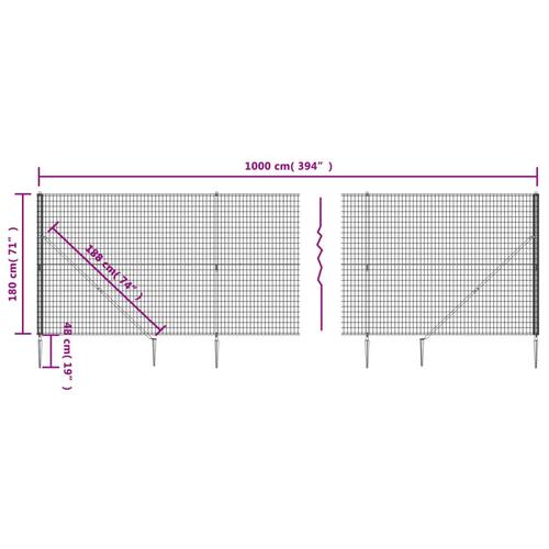 Trådhegn med jordspyd 1,8x10 m antracitgrå
