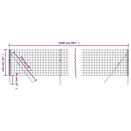 Trådhegn 1,1x25 m galvaniseret stål antracitgrå