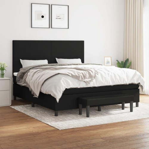 Kontinentalseng med madras 180×200 cm - stof, sort