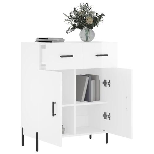 Skænk 69,5x34x90 cm konstrueret træ hvid højglans