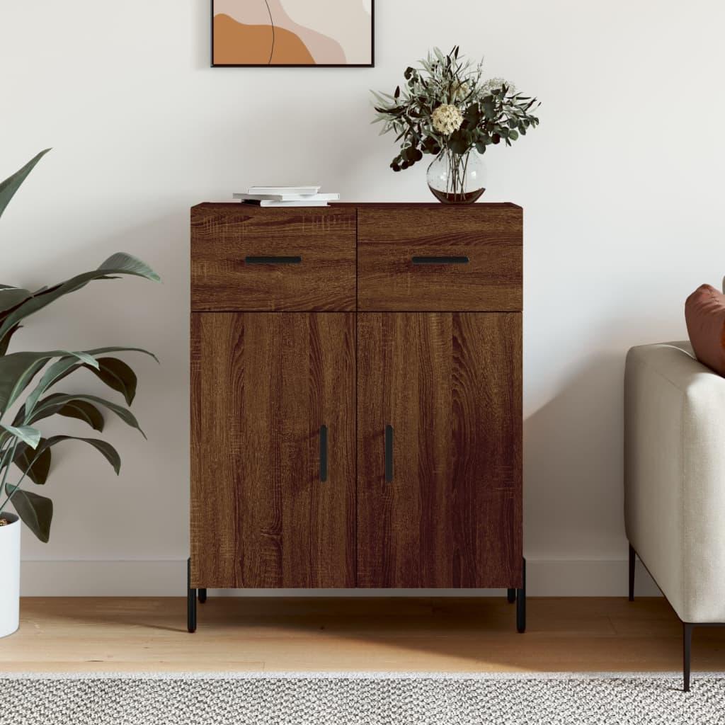 Skænk 69,5x34x90 cm konstrueret træ brun egetræsfarve