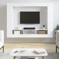 Tv-møbel 152x22x113 cm konstrueret træ hvid