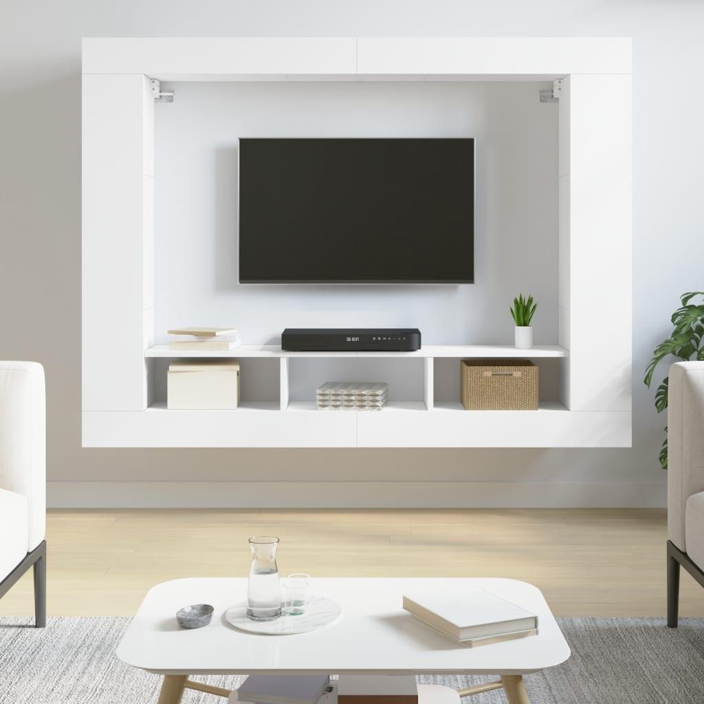 Tv-møbel 152x22x113 cm konstrueret træ hvid