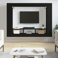 Tv-møbel 152x22x113 cm konstrueret træ sort