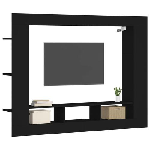 Tv-møbel 152x22x113 cm konstrueret træ sort