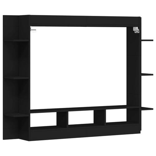 Tv-møbel 152x22x113 cm konstrueret træ sort