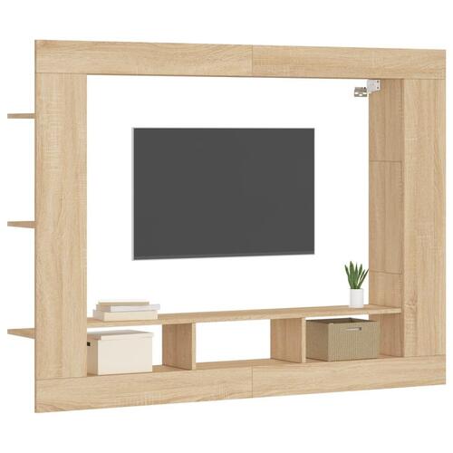 Tv-møbel 152x22x113 cm konstrueret træ sonoma-eg