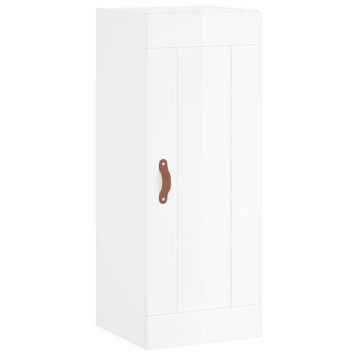 Vægskab 34,5x34x90 cm konstrueret træ hvid højglans