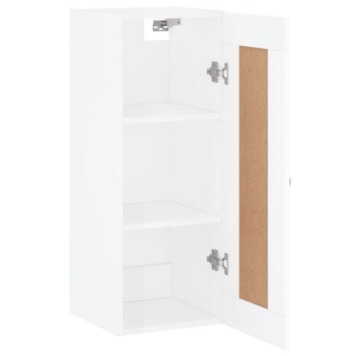 Vægskab 34,5x34x90 cm konstrueret træ hvid højglans
