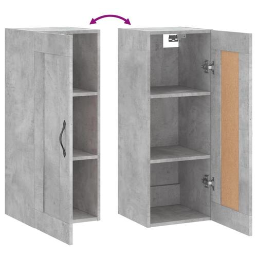 Vægskab 34,5x34x90 cm konstrueret træ betongrå