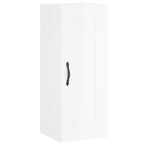 Vægskab 34,5x34x90 cm konstrueret træ hvid højglans