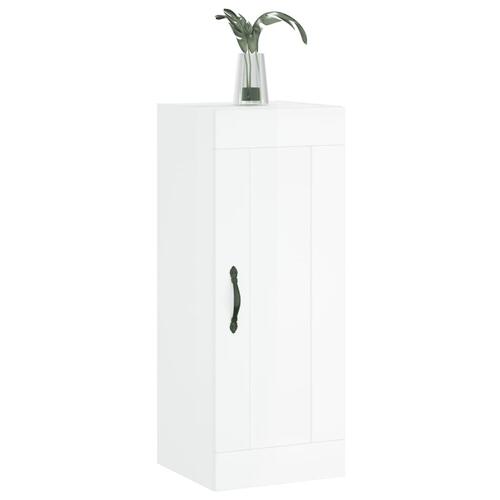 Vægskab 34,5x34x90 cm konstrueret træ hvid højglans