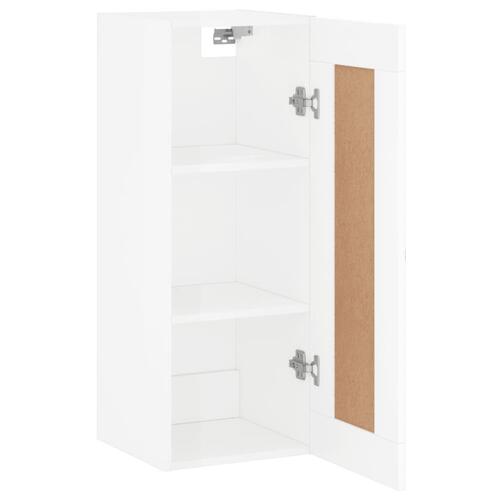 Vægskab 34,5x34x90 cm konstrueret træ hvid højglans