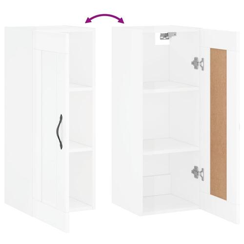 Vægskab 34,5x34x90 cm konstrueret træ hvid højglans