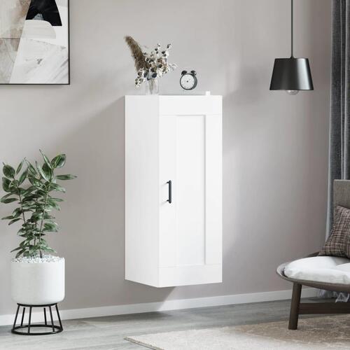 Vægskab 34,5x34x90 cm konstrueret træ hvid