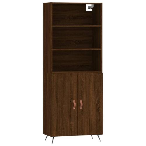 Højskab 69,5x34x180 cm konstrueret træ brun egetræsfarve