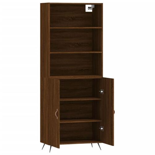 Højskab 69,5x34x180 cm konstrueret træ brun egetræsfarve