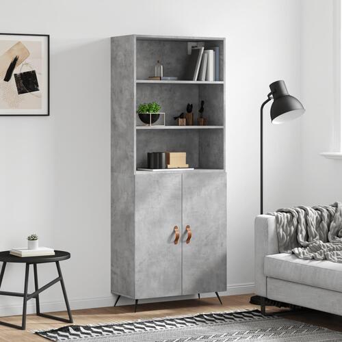 Højskab 69,5x34x180 cm konstrueret træ betongrå