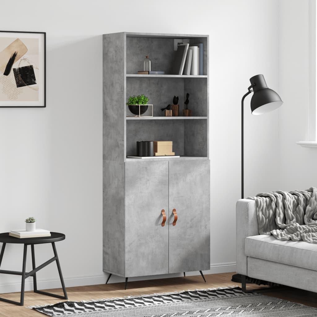 Højskab 69,5x34x180 cm konstrueret træ betongrå