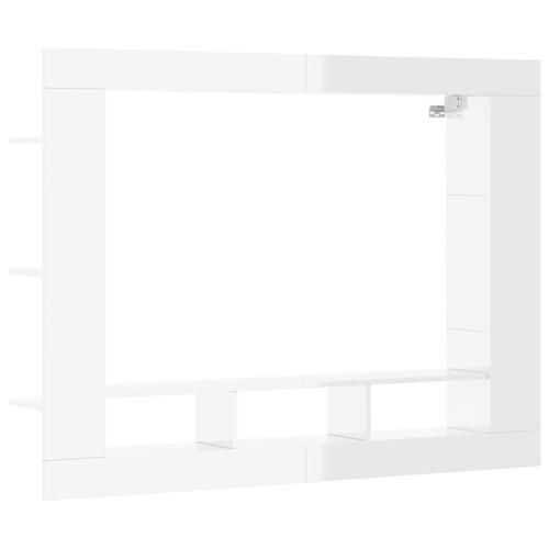 Tv-møbel 152x22x113 cm konstrueret træ hvid højglans