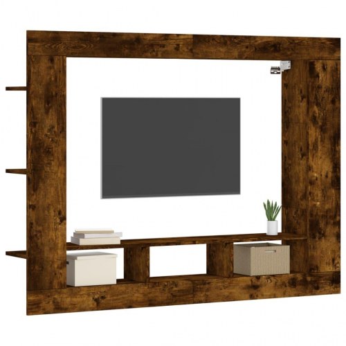 Væghængt tv-møbel 152×22×113 cm i konstrueret træ - røget sonoma-eg