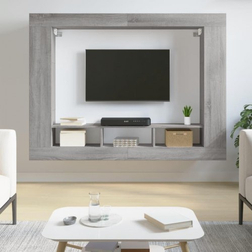 Væghængt tv-møbel 152×22×113 cm - grå sonoma-eg, konstrueret træ
