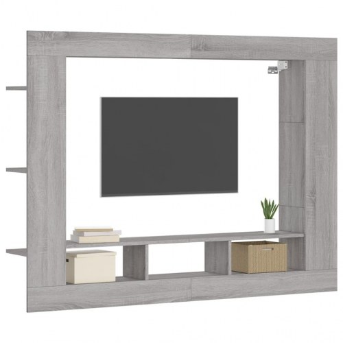 Væghængt tv-møbel 152×22×113 cm - grå sonoma-eg, konstrueret træ