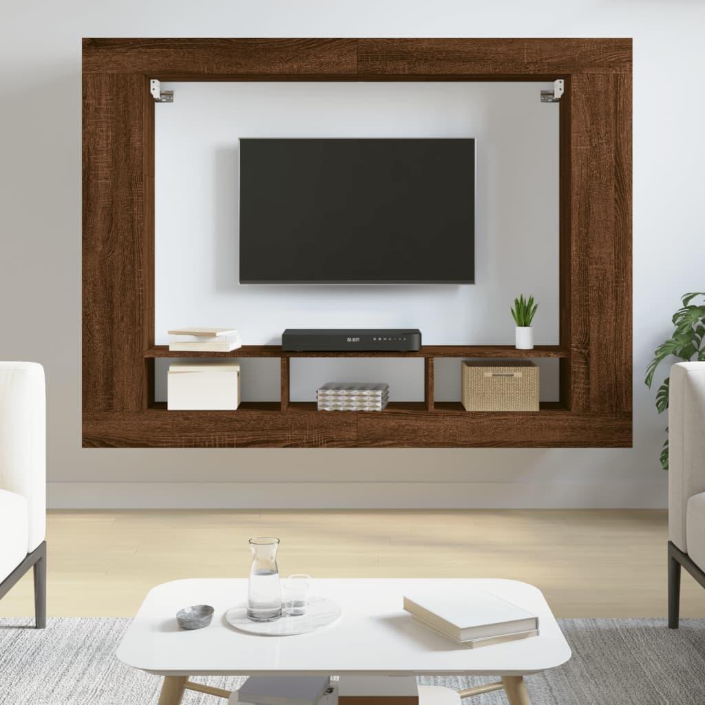 Tv-møbel 152x22x113 cm konstrueret træ brun egetræsfarve