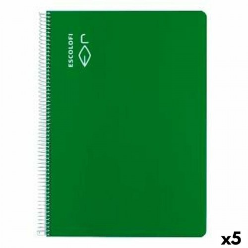 ESCOLOFI notesbog A4, grøn, spiral - 40 ark (5-pak)