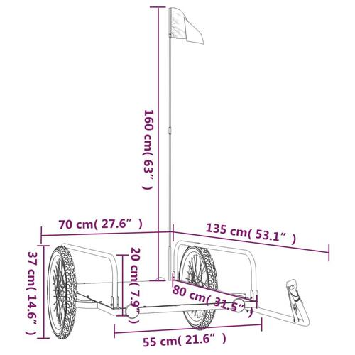 Cykelanhænger 135x70x37 cm jern sort