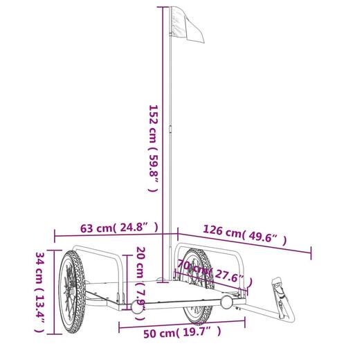 Cykelanhænger 126x63x34 cm jern sort
