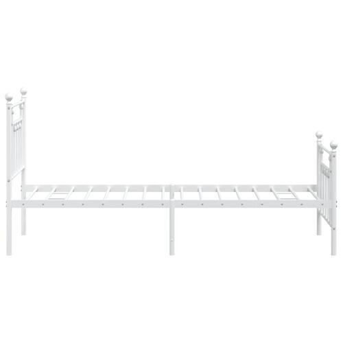 Sengeramme med sengegavl og fodgærde 75x190 cm metal hvid