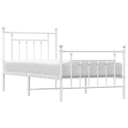 Sengeramme med sengegavl og fodgærde 90x190 cm metal hvid