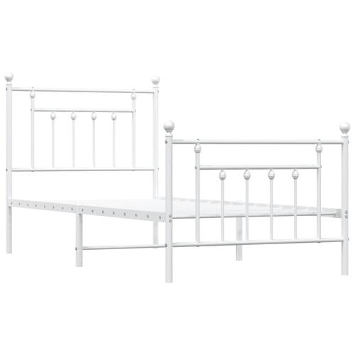 Sengeramme med sengegavl og fodgærde 90x190 cm metal hvid
