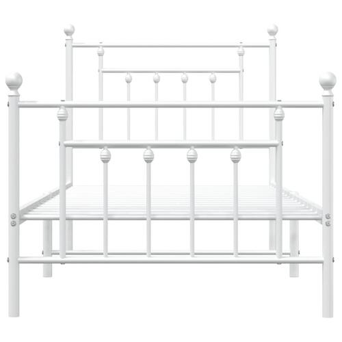 Sengeramme med sengegavl og fodgærde 90x190 cm metal hvid