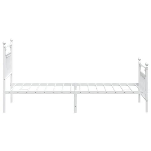 Sengeramme med sengegavl og fodgærde 90x190 cm metal hvid