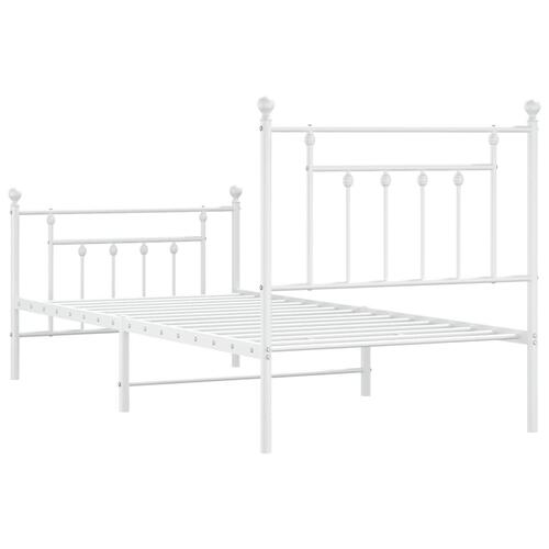 Sengeramme med sengegavl og fodgærde 90x190 cm metal hvid