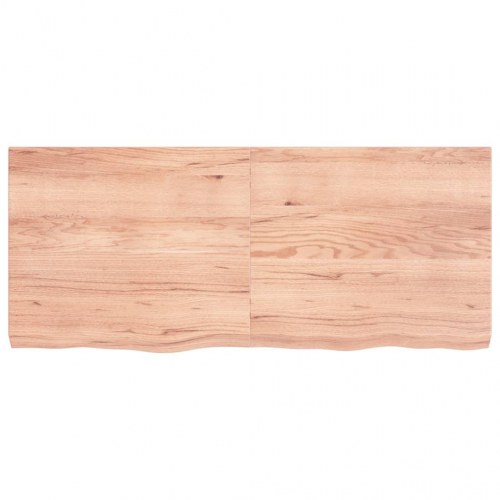 Væghylde i massivt egetræ 140×60×(2-6) cm - lysebrun, behandlet, naturlig kant