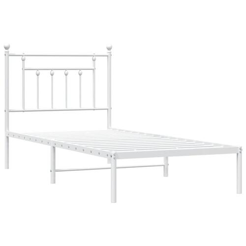 Sengeramme med sengegavl 90x190 cm metal hvid