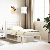 Sengeramme med sengegavl 90x200 cm metal hvid