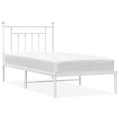 Sengeramme med sengegavl 90x200 cm metal hvid